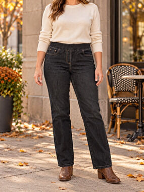 American Sweetheart Jeans Womens 10 Dark Wash Pull On Stretch Straight Leg Class